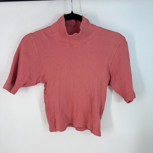 Big Bud Press Ribbed Turtleneck Cropped T Shirt - Picture 1 of 3